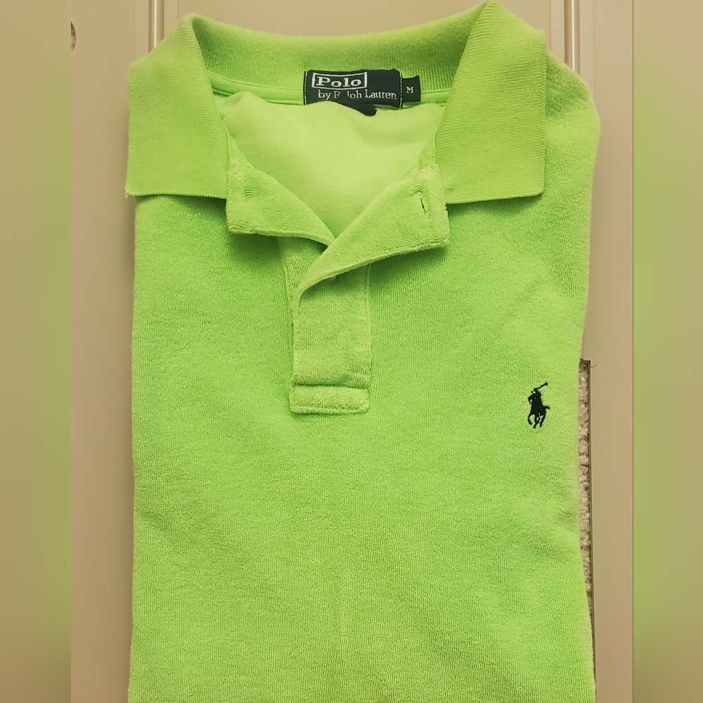 Polo by Ralph Lauren, Solid Lime Green, Men's Size Medium, short sleeve polo